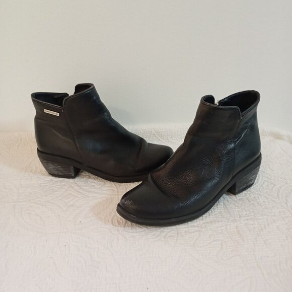 Santorini Black Leather Womens Ankle Boots Size 35 - Picture 2 of 9